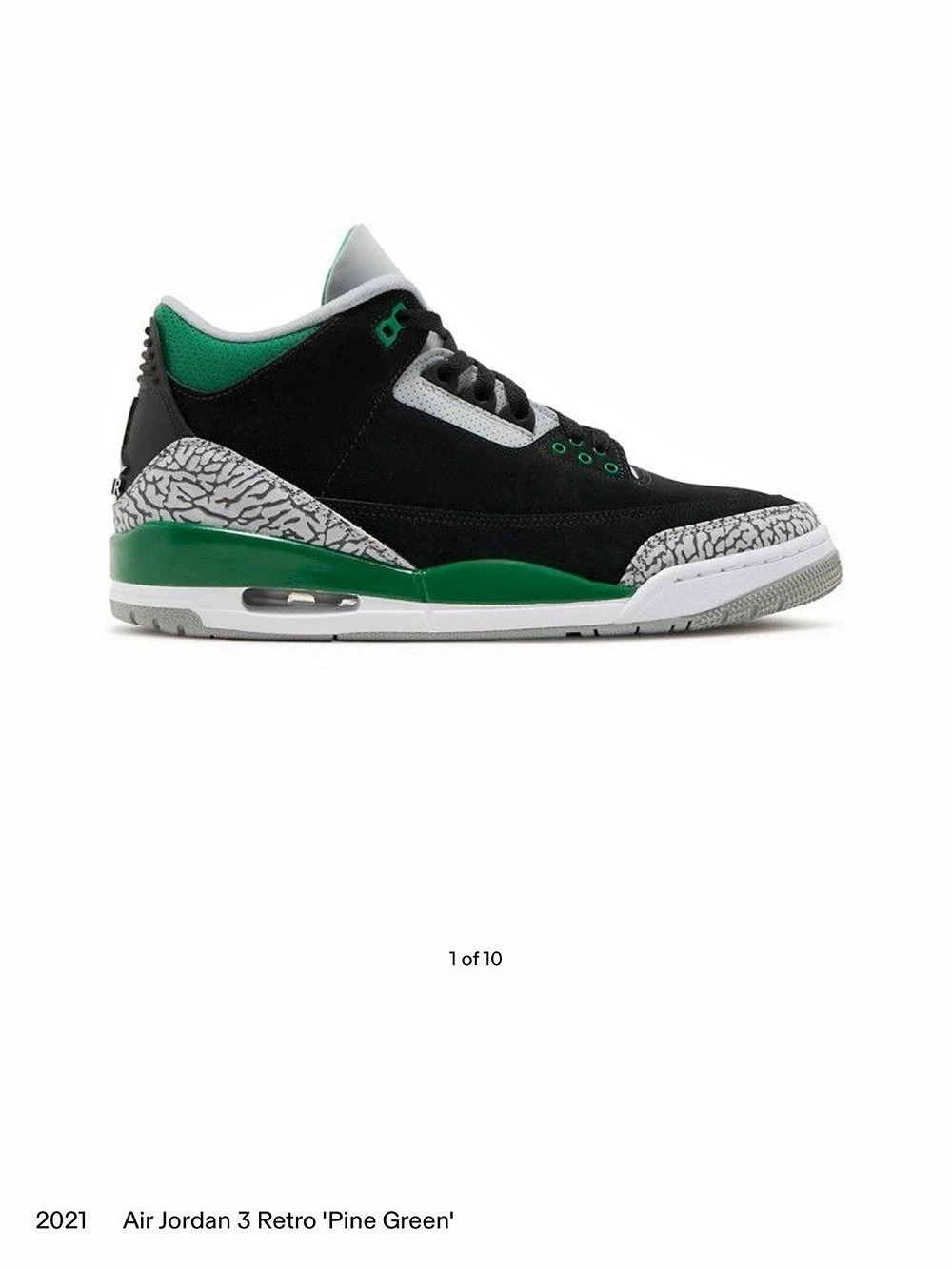 Jordan Air Jordan 3 Retro 'Pine Green' Sneakers Black & Green US 7m